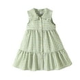 thumbnail image 1 of 5T Baby Girls Dress Toddler Girls Summer Sleeveless Dress 5T Girls Plaid Dress Green, 1 of 6