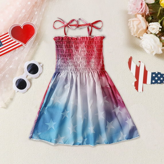 5T Dresses For Girls 4th Of July Toddler Girl Summer Dress Boho Floral Sleeveless Dresses