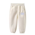 thumbnail image 1 of 5T Girls Clothes Fall/Winter 3T Boy Pants Toddler Girls and Boys Fleece Lined Sweatpants Youth Jogger Pants with Pockets Drawstring Active Clothes for Kids Beige 12-18 Months, 1 of 7