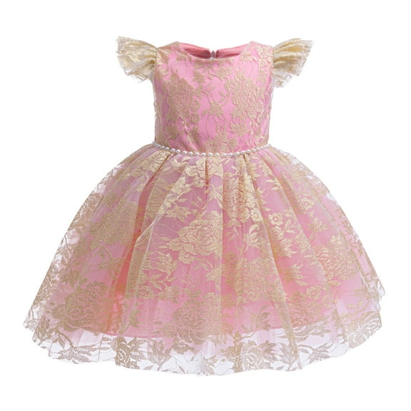 5T Girls Dress Baby Girls Princess Dress Party Dress 6Y Little Girls Sleeveless Tulle Dress Pink