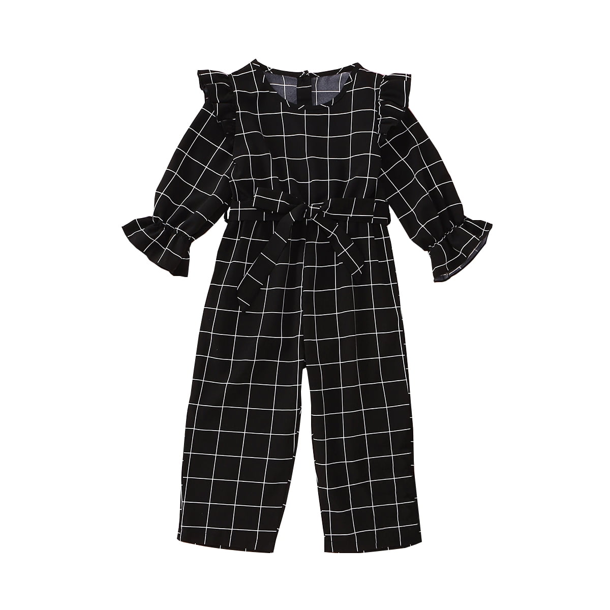 5T Kids Girl Clothes Little Girl Jumpsuit Ruffle Long Sleeve Onepiece