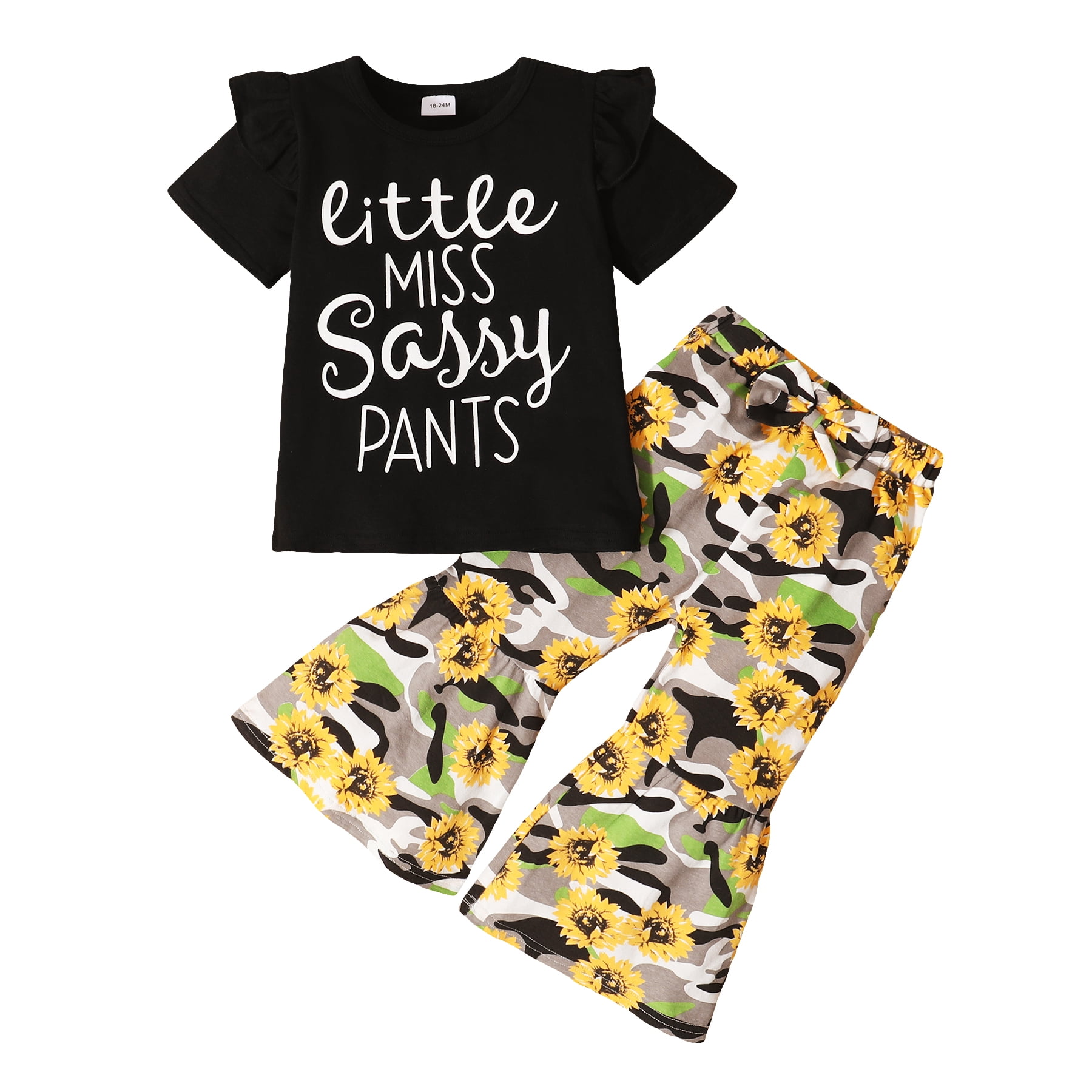 5T Little Girls Clothes 6 Years Little Girls 2PCS Outfit Sunflower