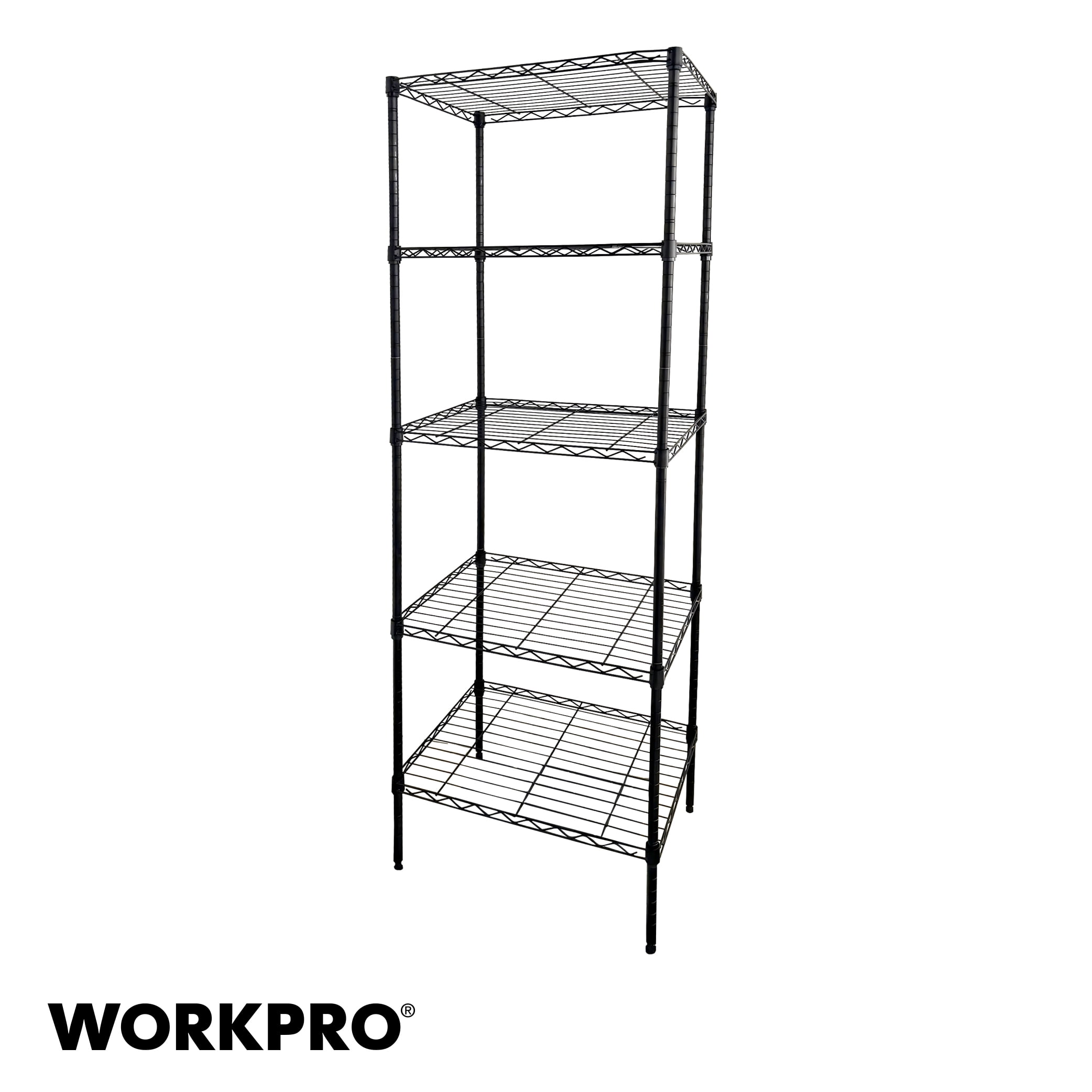 WorkPro 5-Tier Black Slim Wire Shelving