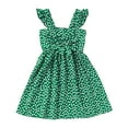 thumbnail image 1 of 5T Toddler Girls Clothes 6Y Little Girls Dress Summer Sleeveless Dress Cute Bowknot Floral Strap Dress Green, 1 of 5