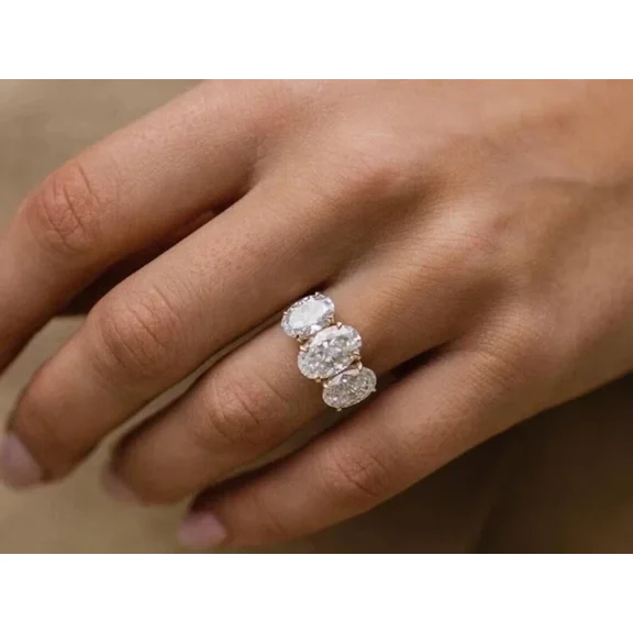 5TCW Oval Cut Lab Created Beautiful Engagement Ring 14K Yellow Gold Plated