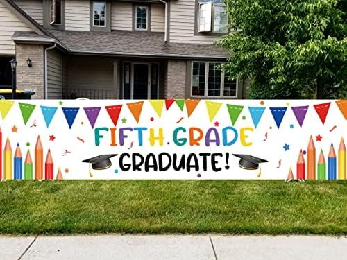 5TH Grade Graduation Outdoor , Green Rectangular Banner, Waterproof ...