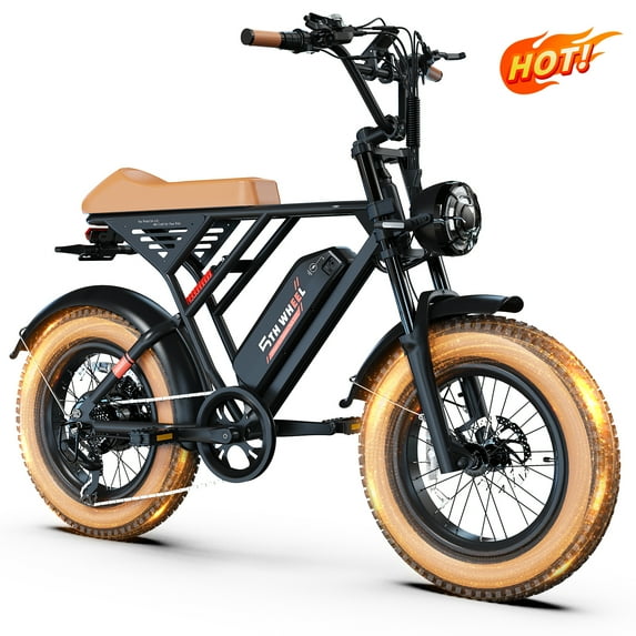 5TH WHEEL 750W Fat Tire Electric Bike for Adults, 48V 15.6Ah Removable Battery, 20"x4.0" E-Bike up to 20MPH, with Turn Signal, Headlight & Dual Suspension,UL2849