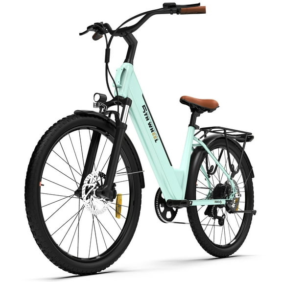 5TH WHEEL Electric Bike for Adult with 350W Motor, W18B 26" Electric Bike with 36V 10.4Ah Removable Battery Ebike, Electric Bicycle with 7 Speed, UL2849, Green