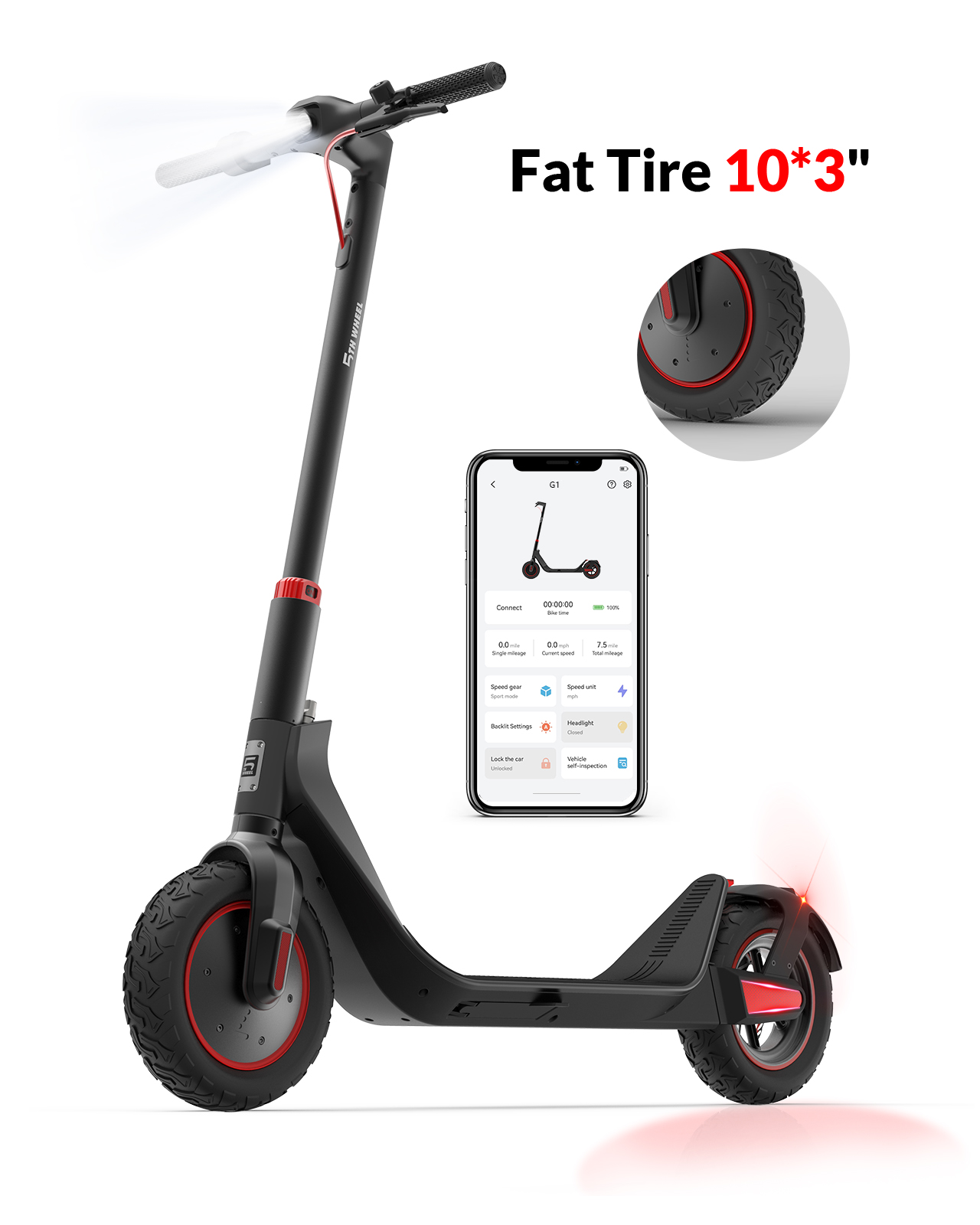 5TH WHEEL G1 Electric Scooter, 10*3