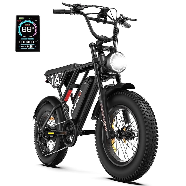 5TH WHEEL LB16 750W Electric Bike for Adults, 20" 4 Fat Tire E Mountain Bikes, 48V 14.5Ah Removable Battery, Front Suspension, 7-Speed UL2849 - Walmart.com 5TH WHEEL LB16 750W Electric Bike for Adults, 20" 4 Fat Tire E Mountain Bikes, 48V 14.5Ah Removable Battery, Front Suspension, 7-Speed UL2849 - Walmart.com