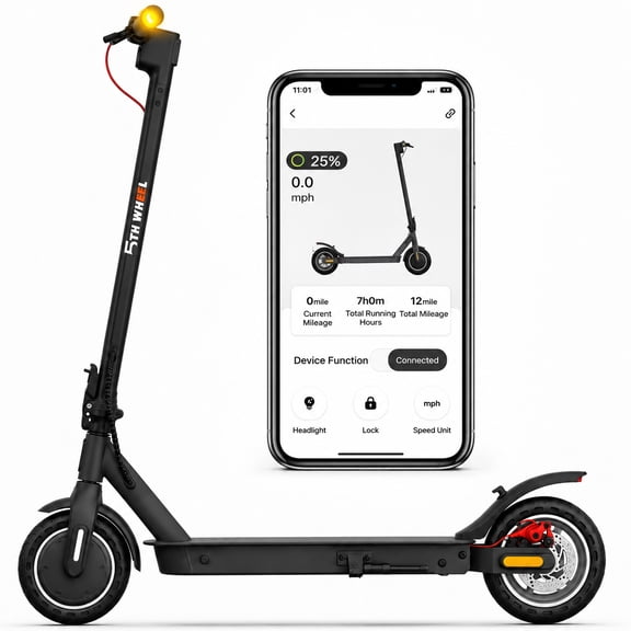 5TH WHEEL W09S 350W Electric Scooter with Turn Signal, 8.5" Solid Tires, 18mph & 20Miles Range, Folding Commuting E-Scooter for Adults with APP Control, Black, UL2272
