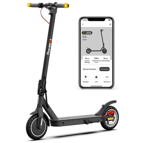 5TH WHEEL W09S 350W Electric Scooter with Turn Signal, 8.5" Solid Tires, 18mph & 20Miles Range, Folding Commuting E-Scooter for Adults with APP Control, Black, UL2272