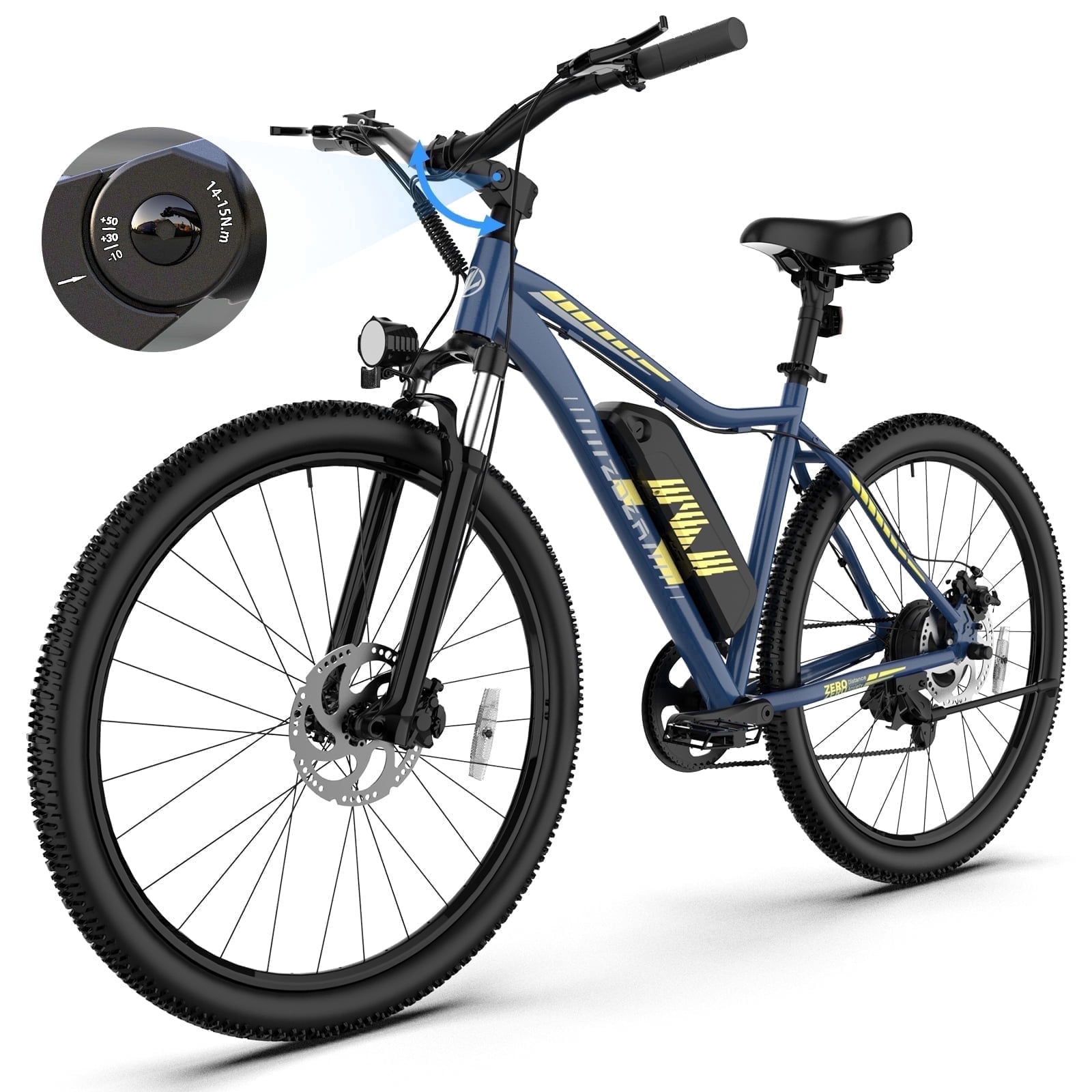 ZDZA 27.5'' Electric Bike for Adults, Peak 1500W Motor 25MPH E-Mountain Bike, 48V 10.4Ah Removable, 7-Speed Ebike with Display UL2849