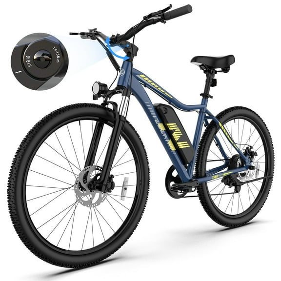 ZDZA 27.5'' Electric Bike for Adults, 1000W Peak Motor 25MPH E-Mountain Bike, 48V 10.4Ah Removable, 7-Speed Ebike with Display UL2849 By SGS