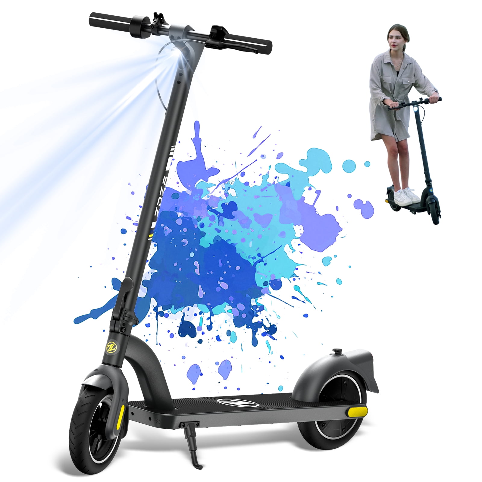 ZDZA 350W & 19MPH Electric Scooter for Adults, 12-21 Miles Range, 8.5' Foldable Escooter