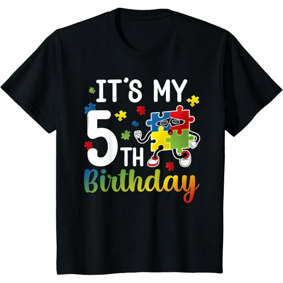 5Th Autism Birthday Party Five Year Old Autistic Unisex Men Women T-Shirt S-5Xl - Best Birthday Gifts