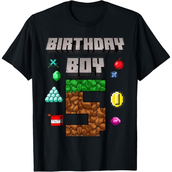 5Th Birthday 5 Video Gamer Pixel Number Five Bday Party Unisex Men Women T-Shirt S-5XL Best Birthday Gifts