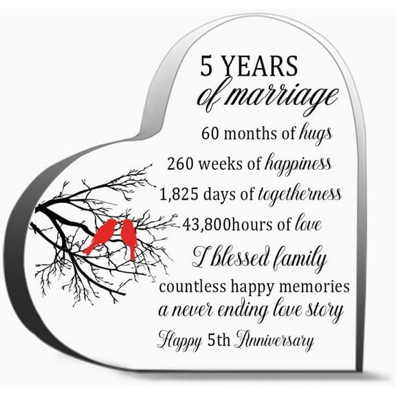 5Th Years Of Marriage Gift Wedding For Women Men,Acrylic Heart Keepsake For Teacher Colleague Boss Family And Friends