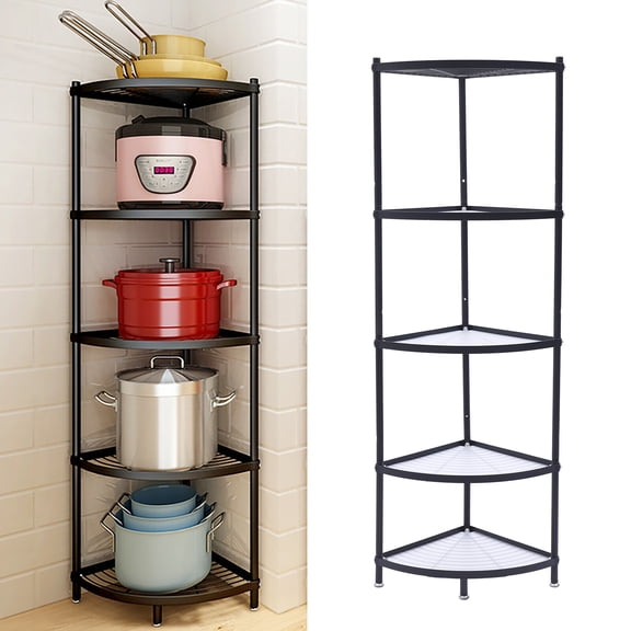 5Tier Corner Shelf Kitchen Pot Holder Bathroom Shampoo Storage Rack Space Saving