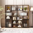 thumbnail image 1 of 5Tier Multipurpose Bookshelf Storage Rack, Modern Storage Shelves with 2 Enclosed Storage Cabinet for Living Room, Home Office, Kitchen, Black+Natural, 1 of 9