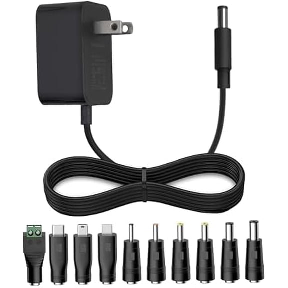 5V 1A Regulated ACDC Power Adapter, Universal Wall Charger with 10 Interchangeable DC Tips, UL FCC Certified, Compatible with Baby Monitor, Security Camera, TV Box, Raspberry Pi