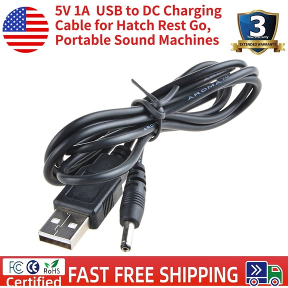 5V 1A USB to DC Charging Cable for Hatch Baby, Hatch Rest, Hatch Mini