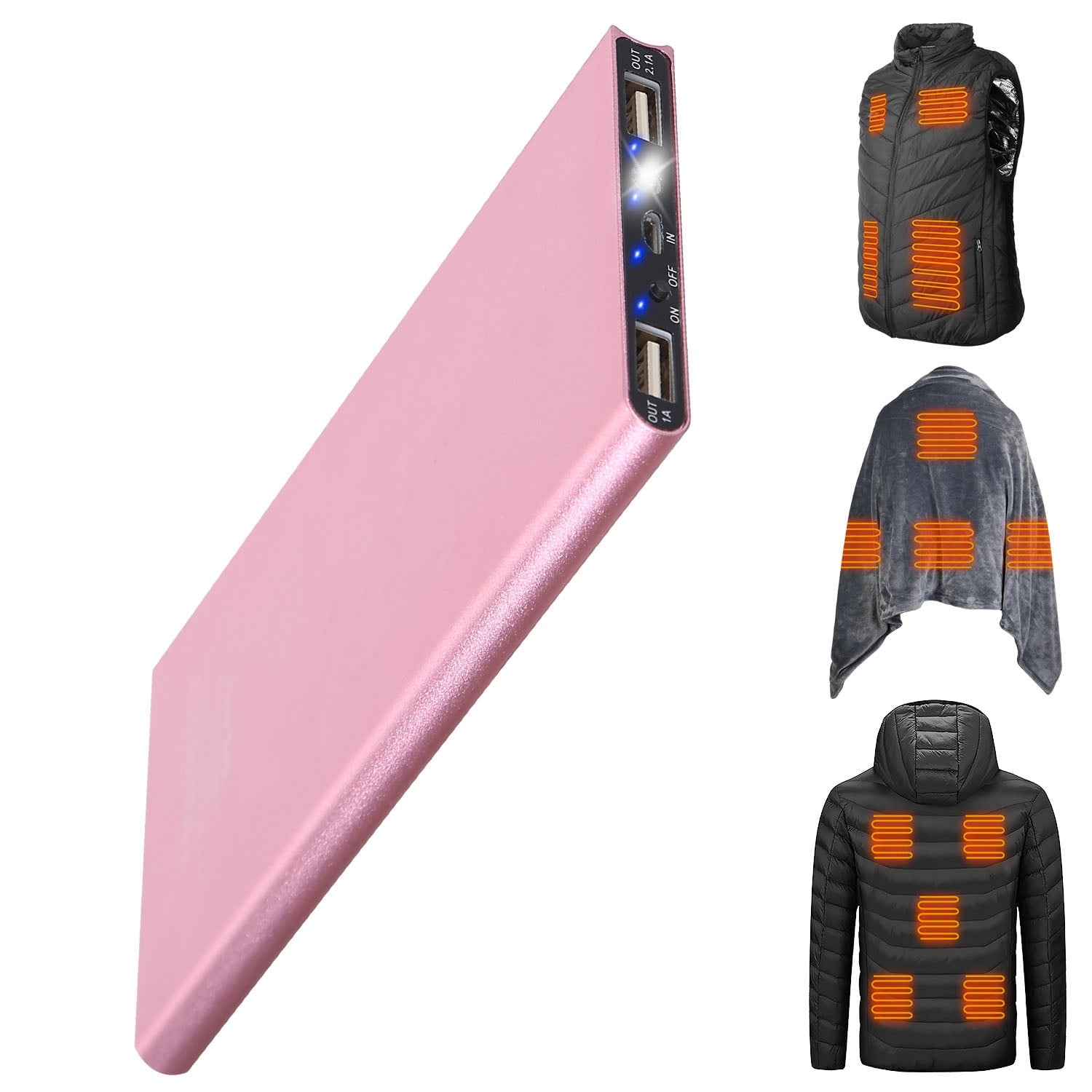 TeqHome 20000mAh Power Bank for Heated Vest Portable Charger 5V 2.1A Dual USB Ports Battery Pack for Heated Blanket Clothing Rose Gold