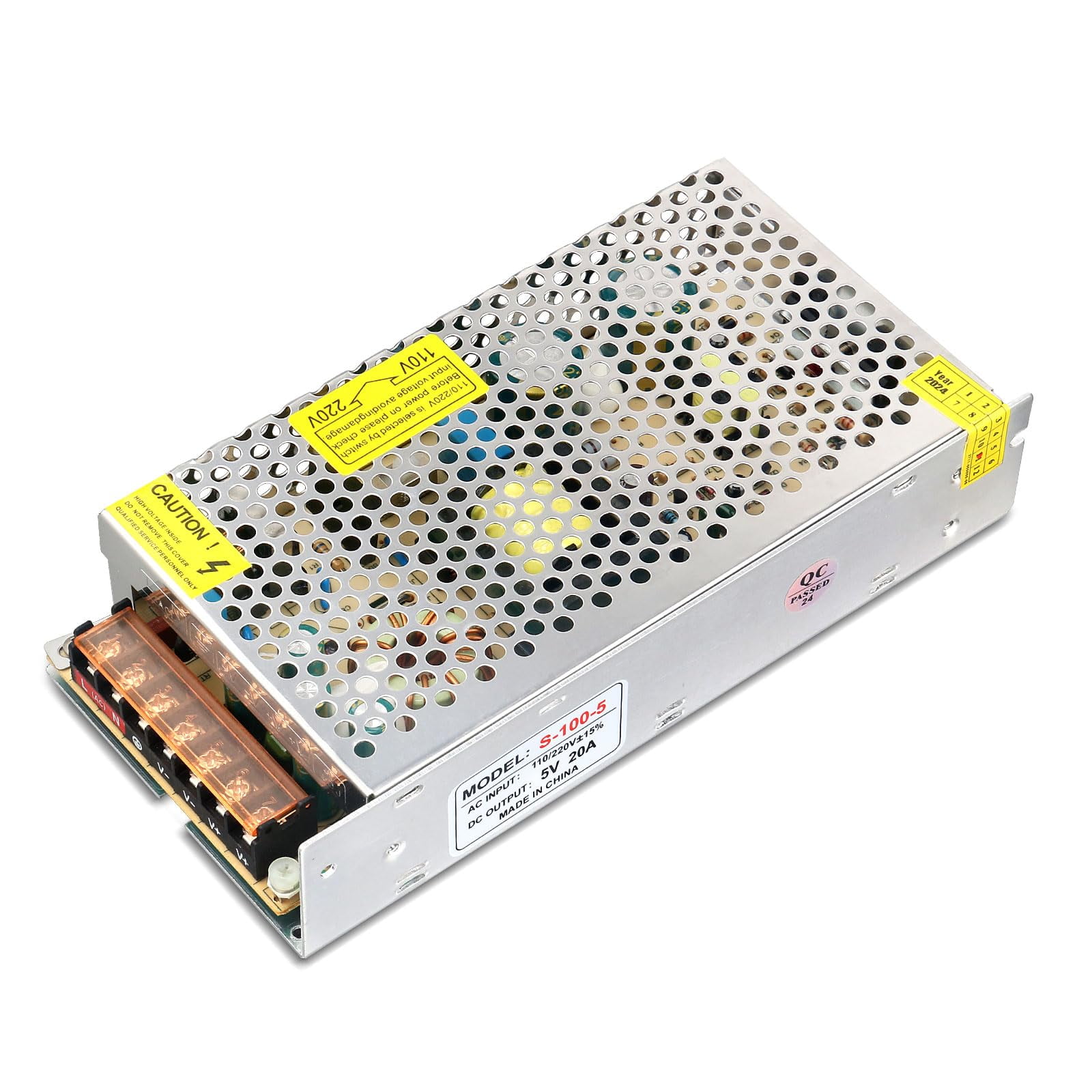 5V 20A DC Power Supply 110-220V AC to DC 5 Volt 20 Amp 100W Power ...