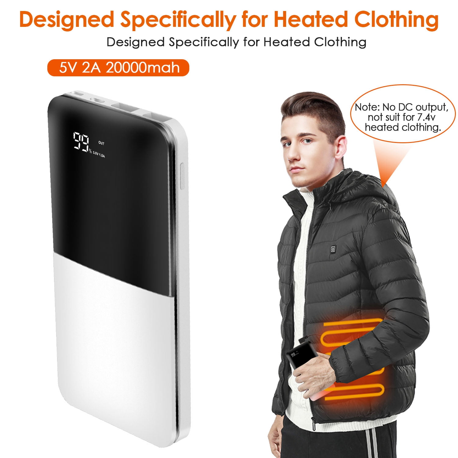 5V 2A Power Bank for Heated Vest, iMounTEK 20000mAh External Battery
