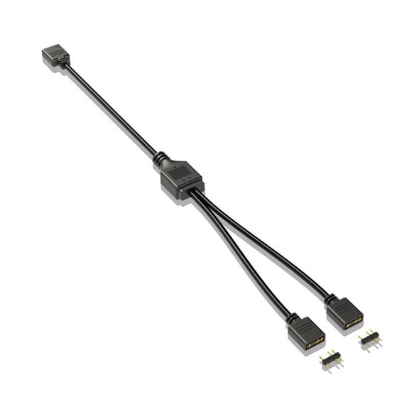 5V 3-Pin Extension Cable for Computer Motherboard 1 Point 2 Hub Connection ARGB Splitter, Black