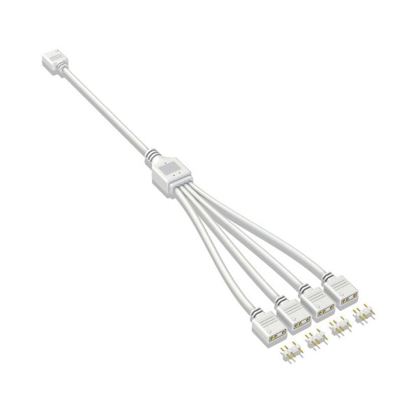 5V 3-Pin Extension Cable for Computer Motherboard 1 Point 4 Hub Connection ARGB Splitter, White