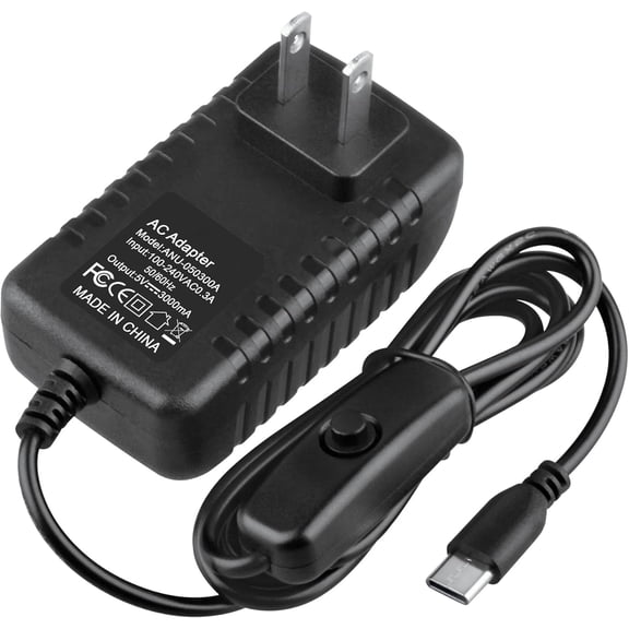 5V 3A USB C Power Supply Adapter 3000mA Compatible with Raspberry Pi 4 Model B 1GB /2GB /4GB
