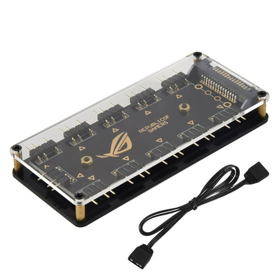 5V 3Pin RGB LED Splitter 10-Port Hub with 50CM 3Pin Extension Cord, Perfect for Lots of RGB,1 x LED Splitter Hub 1 x LED controller cable,black