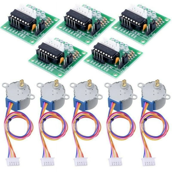 5V 4-Phase Geared Stepper Motor with ULN2003 Driver Board, 28BYJ-48 Step Angle 5.625 Degree for Arduino DIY Projects and Automation Control Systems