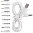 thumbnail image 1 of 5V DC Power Cord Replacement Charger, USB to DC Plug Charging Cord with 9 Connectors Adapters for Moon Lamp, Massage Wand, Router, LED Light,Speaker and More Devices (White), 1 of 6