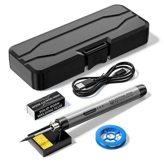 5V Micro-USB Soldering Iron Kit,with Battery Wireless Soldering Iron Portable Electric Welding Machine Solder Pen Grey