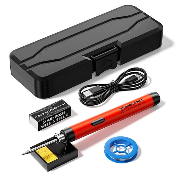 5V Micro-USB Soldering Iron Kit,with Battery Wireless Soldering Iron Portable Electric Welding Machine Solder Pen Red