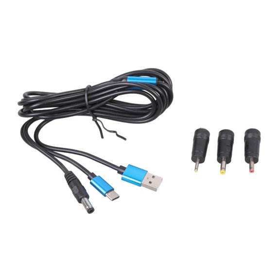 5V Power Cable USB To Type C 5.5x2.5mm Connectors 3 Adapters For Various Device