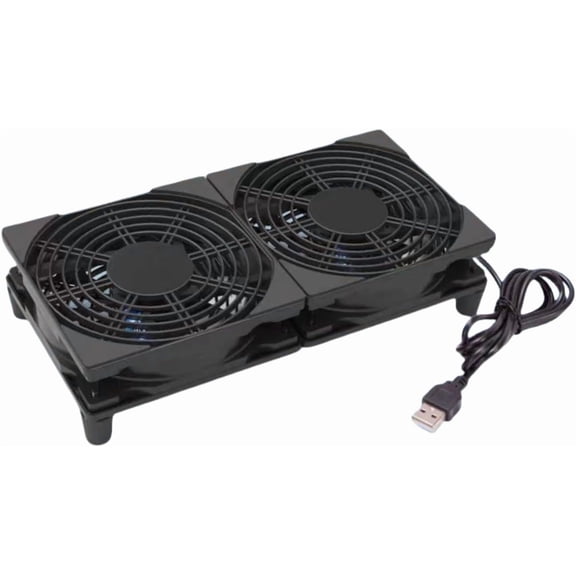 5V Quiet Dual USB Cooling Fan 120mm x 2 with 1200mm Cable,76CFM Airflow Cooling for Router, Computer, Mac Mini, PlayStation, Rack DIY Audio Video Network Cabinet Server Cooling Project