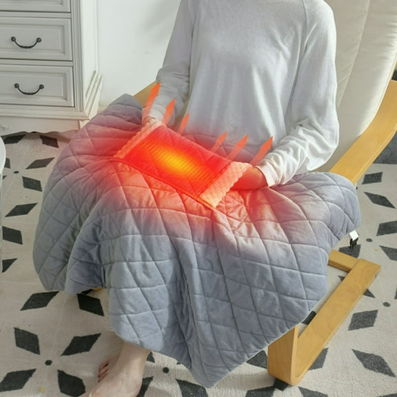 5V Safe USB Heated Blanket 23.6x31.5in | Crystal Velvet Office Blanket | Multi-Use as Shawl, Lap & Knee Warmer | Low-Voltage Heating for Home/Travel/Car (Power Bank/Laptop Compatible)