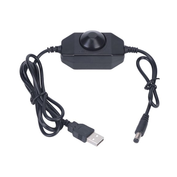5V USB Dimming Cord with 5.5 X 2.1 Mm End, Knob Adjustment Cable for Cooling Fan Use, Single-Color LED Light Tuning, and