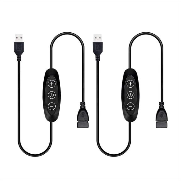 5V USB LED Dimmer Switch, 10-Speed Dimming, Female to Male, 2 Pack USB Powered Dimmer for 5V Single Color LED Lights