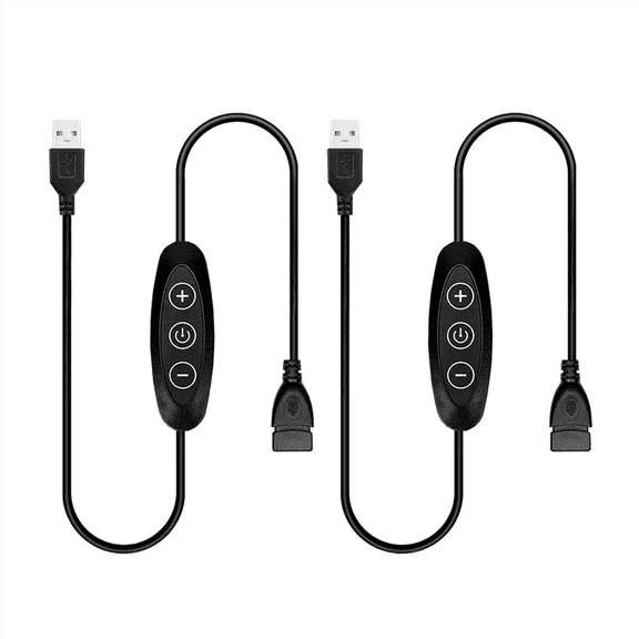 5V USB LED Dimmer Switch, 10-Speed Dimming, Female to Male, 2 Pack USB Powered Dimmer for 5V Single Color LED Lights
