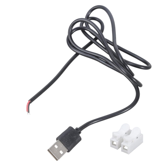 5V USB Power Cable Spring Loaded Terminal Block Connectors Wire for Charging Electronics 100cm/180cm Solderless Design