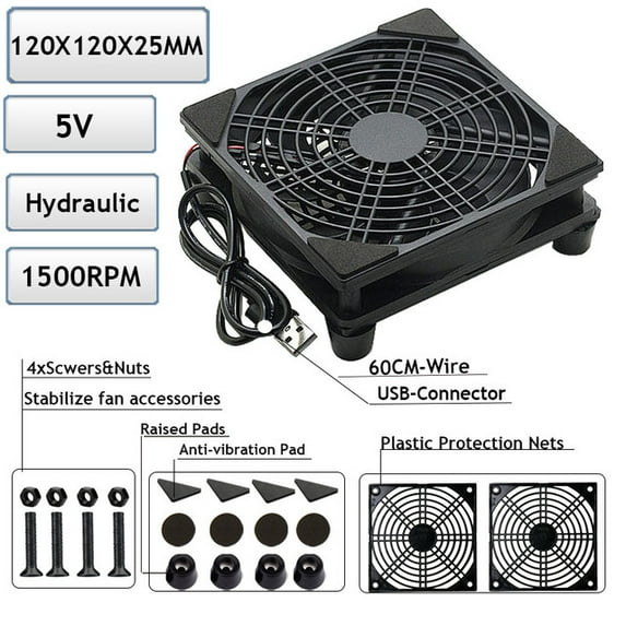 5V USB Router Fan TV Box Cooler 80mm 92mm 120mm 240mm PC DIY Cooler W/Screws Protective net Silent Desktop Fan