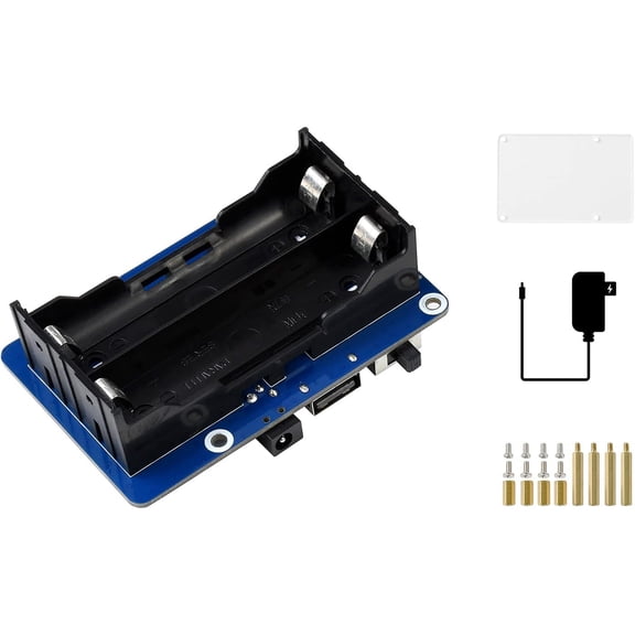 5V Uninterruptible Power Supply UPS HAT for 4B/3B+/3B, up to 5A Current, Pogo Pins Connector, Onboard 5V Regulator and Multi Battery Protection Circuits, I2C Bus