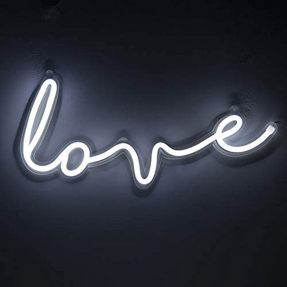 5V White Love LED Neon Sign Christmas Wedding Party Decoration Wall Lamp USB Powered Children Bedroom Night Light (New Love white)