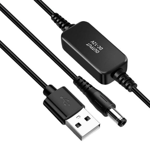 5V to 12V Voltages Boosting Cable USB to DC5.5mm Converter Cable Easy Connection Between PowerBanks 12V Required Devices