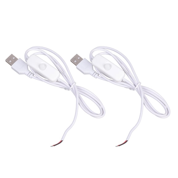 5V1A USB Power Supply Cable with Switches 2 Pin Bare Wire Ends Replace Repair Cable Suitable for Fan Light Projects