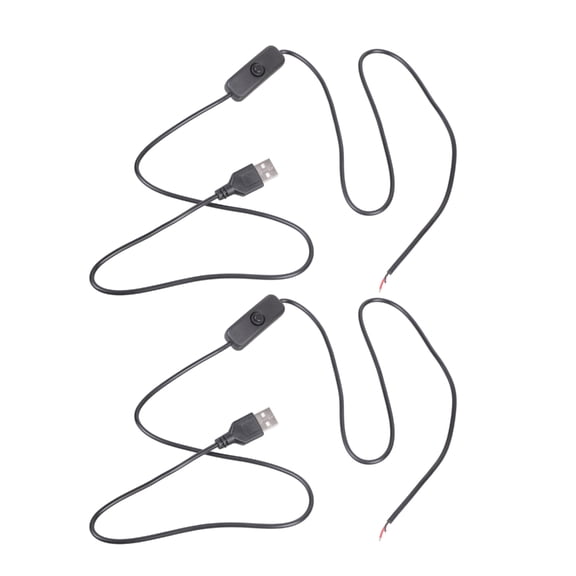 5V1A USB Power Supply Cable with Switches 2 Pin Bare Wire Ends Replace Repair Cable Suitable for Fan Light Projects